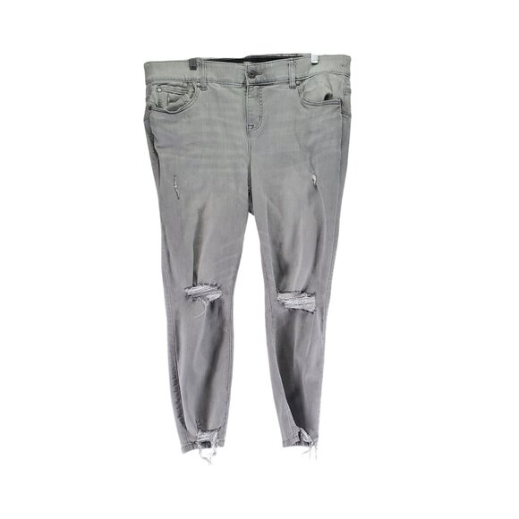 Torrid Jeans Womens 18 Gray Bombshell Skinny Distressed Stretch Denim - Picture 1 of 10